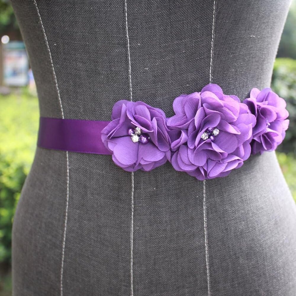 Bridesmaid and Flowergirls sashes wedding sash pearls flowers belts - Picture 3 of 4